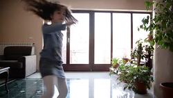 Girl dancing in the room. Stock Footage