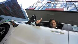 HD: Satisfy Man Charging His Electric Car Stock Footage