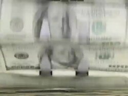 Bank Money Counting Machine with $50 and $100 Bills Stock Footage