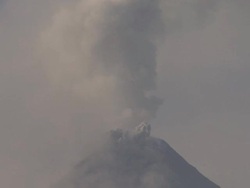 Ash erupts from crater of large volcano, Philippines, Dec 2009 Stock Footage