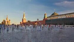 Red square at sunset, Moscow Stock Footage