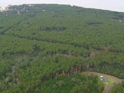WS AERIAL View of Empty auditorium, fort raleigh and roanoke Gardens with lake / North Carolina, United States Stock Footage
