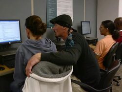 MS Job seekers working on computers at state run job center / Jackson, Michigan, United States  Stock Footage