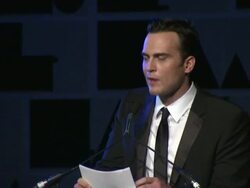 SPEECH: Cheyenne Jackson says Kenneth Cole dared to talk about AIDS when it was not popular Stock Footage