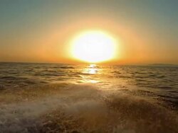 HD Super Slow-Mo: Riding In The Motor Boat At Sunset Stock Footage
