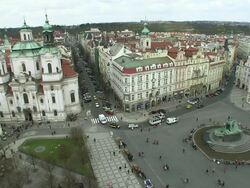 WS View of old town square near streets / Prague, Hlavni mesto Praha, Czech Republic Stock Footage