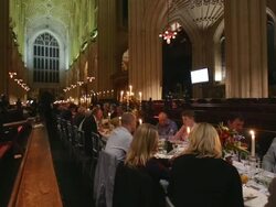 100 People Attend A Banquet In Bath Abbey Stock Footage