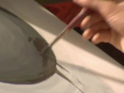 CU Human hand painting on canvas / Vancouver, British Colombia, Canada Stock Footage