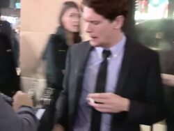 Jack O'Connell greets fans while entering the 300: Rise Of An Empire After Party in Hollywood Stock Footage