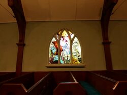 Stained glass in a church  Stock Footage