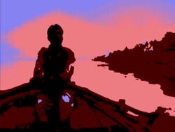 Abstract of man rowing boat on the Ganges river Stock Footage