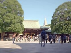 Wedding procession at Meiji Shrine. Stock Footage