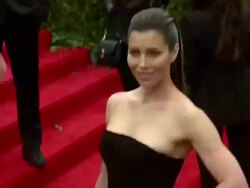 Jessica Biel at "PUNK: Chaos To Couture" Costume Institute Gala Stock Footage
