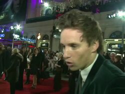 INTERVIEW: Eddie Redmayne on shooting in freezing conditions and on how good Hugh was at singing at the World Premiere of Les Miserables at the Odeon Leicester Square on December 5, 2012 in London, England.  Stock Footage