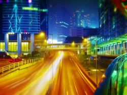 Empty business district at night. Stock Footage
