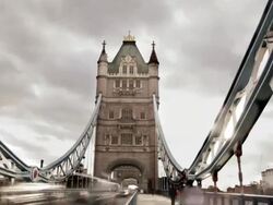 MS T/L View of night fall over tower bridge / London, United Of Kingdom Stock Footage