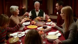 Family prayer at the Thanksgiving table Stock Footage