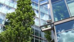 Security camera in a business district Stock Footage