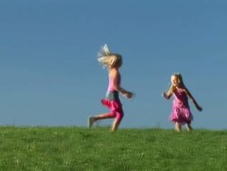 HD: Little Girls Running Stock Footage