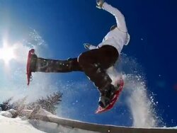 HD SLOW-MOTION: Snowshoeing Time Stock Footage