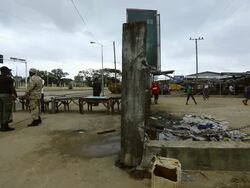 Liberia imposes Ebola quarantine and curfew in Monrovia Stock Footage