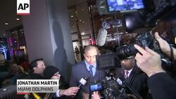 Miami Dolphins lineman Jonathan Martin has met with the NFL counsel investigating the team's bullying scandal. Martin and a companion arrived at lawyer Ted Wells' Manhattan office building and later, he addressed a throng of reporters outside. (Nov. 15) News Clip