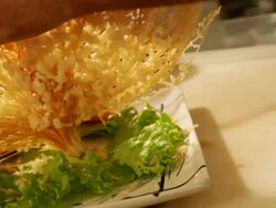 MS Prawn dish preparation at a kitchen deep frying prawn tempura / Sao Paulo, Brazil Stock Footage