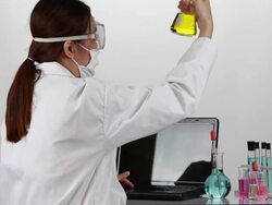 Scientist researching at laboratory Stock Footage