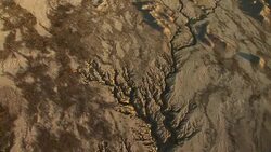 Overhead view of the dry Well Creek arroyos in Big Bend country, Texas. Stock Footage