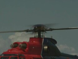Rotor blades and engines on a Super Puma helicopter, Australia Stock Footage