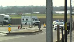 British military healthcare worker with ebola being transferred from RAF Northolt News Clip