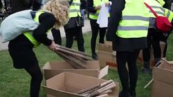 CLEAN : Danes demonstrate for against cuts for refugees News Clip