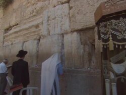MS PAN Jewish people faith bow and praying at Western Wall / Jerusalem, Israel Stock Footage