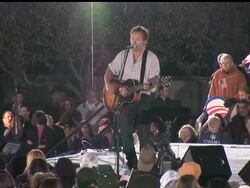 Obama addressed a crowd of about 80,000 in Cleveland, where he was introduced by rock star Bruce Springsteen News Clip