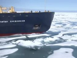 Icebreaker sailing through Northwest Passage Ice Floes News Clip