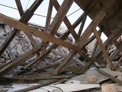 MS PAN Collapsed building with graffiti / Brandenburg, Germany   Stock Footage