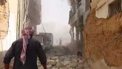 CLEAN : Syria: 5 people killed in strikes on rebel held Douma News Clip