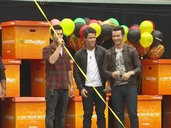 SPEECH: Joe Jonas (L), Nick Jonas and Kevin Jonas at the Jonas Brothers Stock Footage