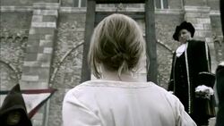 French soldiers lead Marie Antoinette to the guillotine. Stock Footage