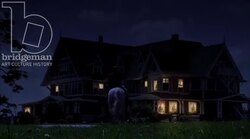 Boy on horseback in front of a country inn, 1908 - reenactment Stock Footage