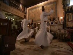 Dervishes performing in restaurant, Syria (sound available) Stock Footage