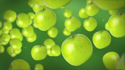 Green apples float on a green background. Stock Footage