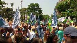 Brazilian presidential candidate Neves visits Copacabana beach News Clip