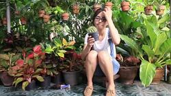 HD: woman holding pot cactus. Stock Footage