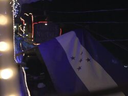 Honduras Flag floating in the night Stock Footage