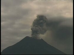 WA grey smoke and ash cloud rising quickly upwards from crater, Mount Tunguragua, Ecuador Stock Footage