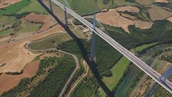 Aerial of Millau Viaduct Stock Footage