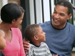 "MS PAN Family Sitting, Talking on Steps of House / Quinton, Virginia, United States  " Stock Footage