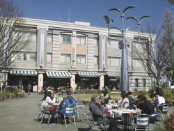 WS PAN People sitting in Green Saloon square in Ueno Park / Tokyo, Tokyo-To, Japan Stock Footage