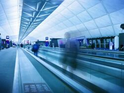 Passengers in airport Stock Footage